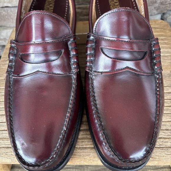 Hanover Handsewn Penny Loafer Mens 11 E Burgundy Leather Upper/Soles Shoes EUC main image 9